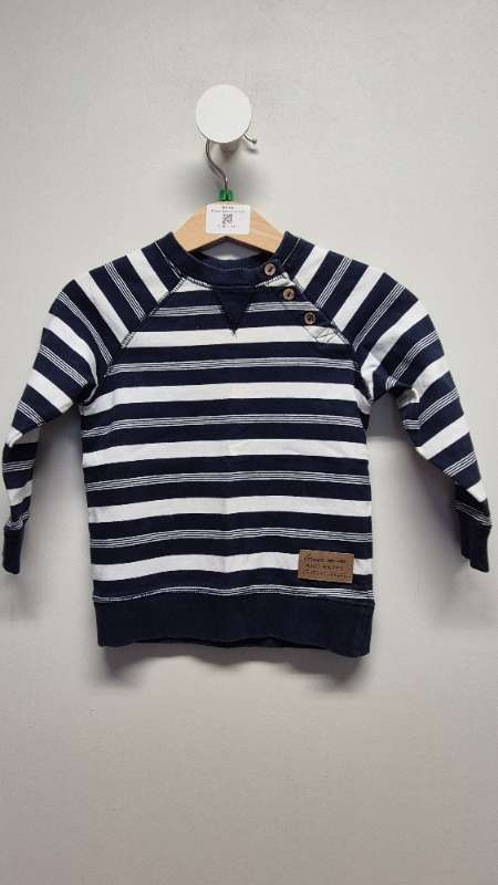 Peysa blá/hvít röndótt