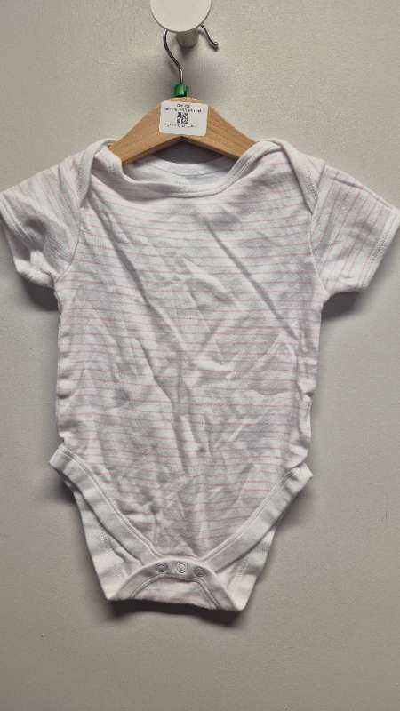 Samfella hvít/bleik röndótt