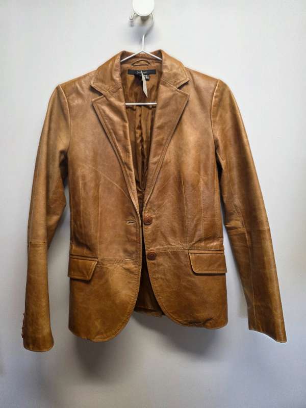 Zara leðurjakki gul/beige