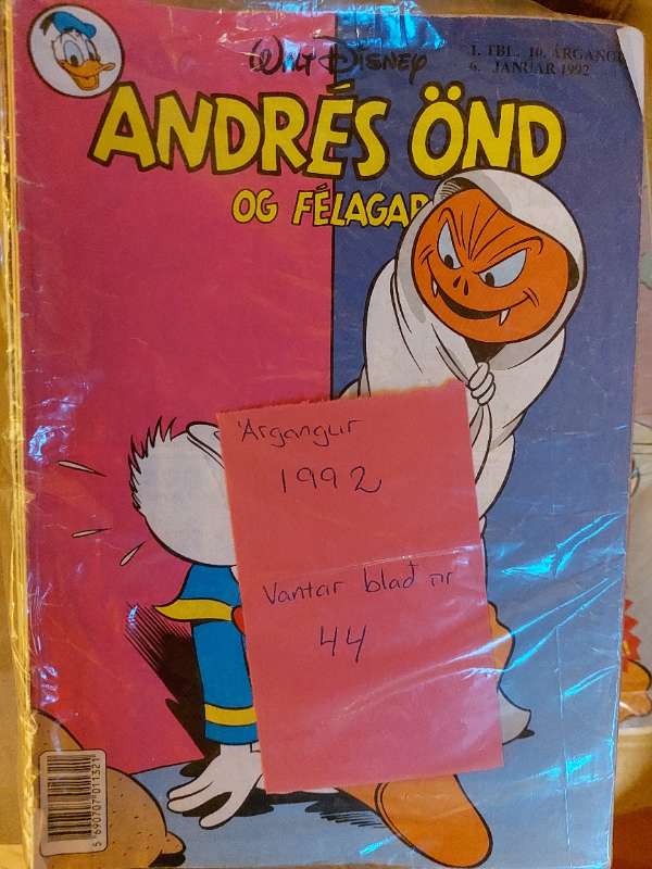 Andrés Önd blöð Árg 1992 (vantar 1 blað)