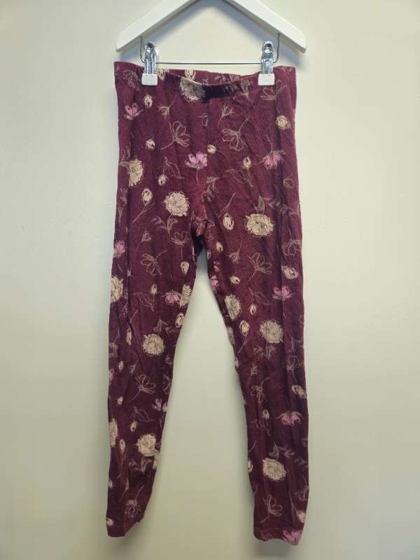 Leggings rauðar m. blómum