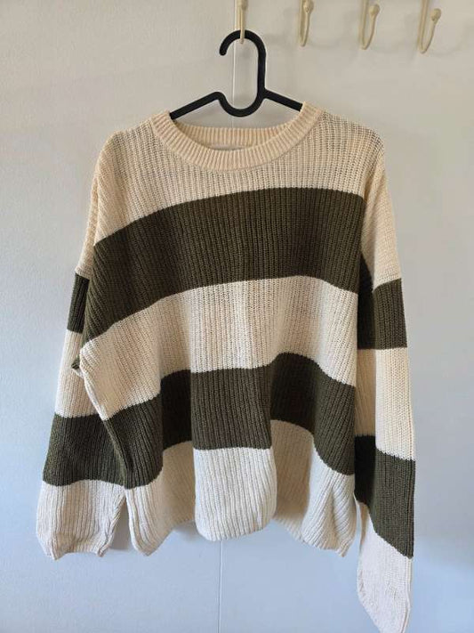 Primark prjónapeysa hvít/græn