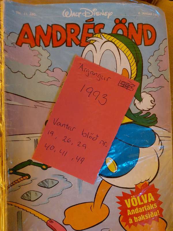 Andrés Önd blöð Árg 1993 (vantar 6 blöð)