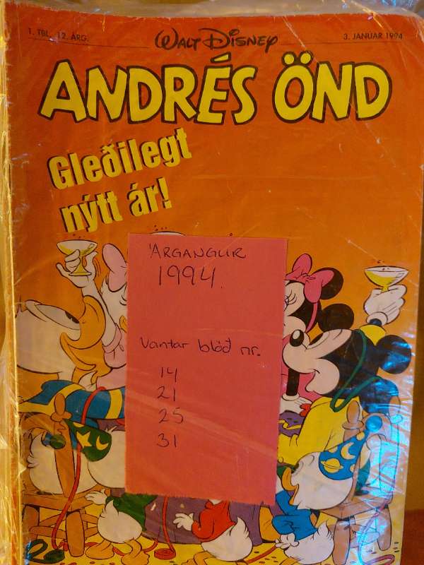 Andrés Önd blöð Árg 1994 (vantar 4blöð)