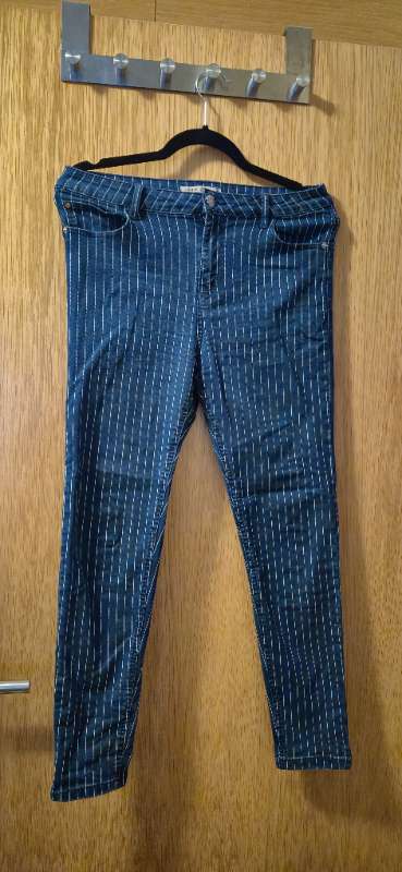 Gallabuxur teinóttar bláar Denim & Co