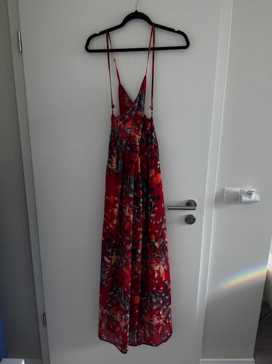 Red floral maxi dress