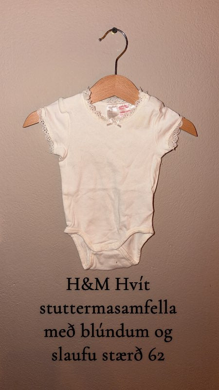 H&M hvít Stuttermasamfella m blúndum