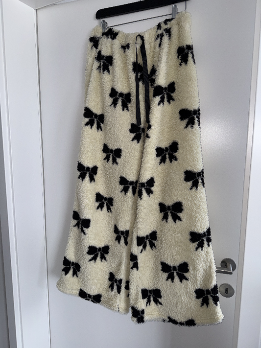 Cozy Bow Print Fleece Pants