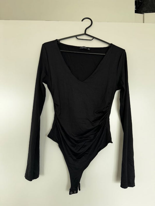 Black Long Sleeve Bodysuit (V-neck)