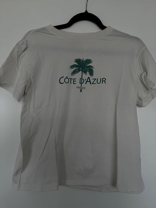 Côte d’Azur White T Shirt Palm Print