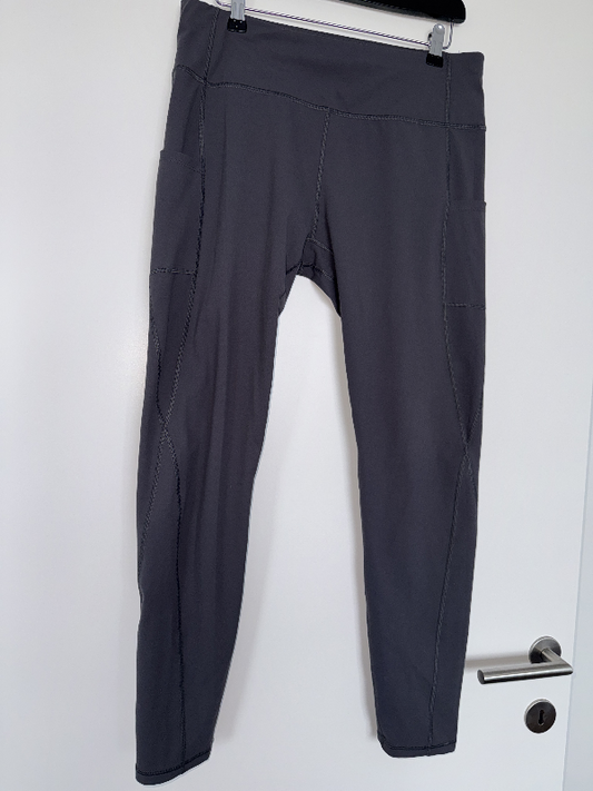 Grey Sport Leggings High Waist Pockets