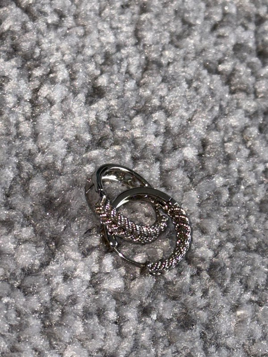 Silver Hoop Earrings Twisted Design
