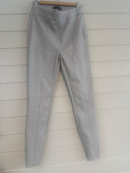 Pleður buxur ljósar