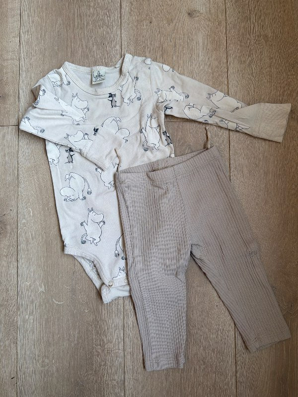 Lindex Moomin samfella og buxur hvítur (74)